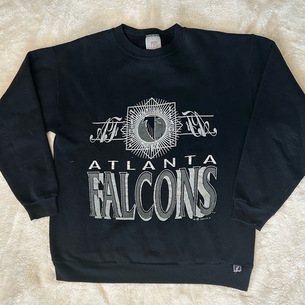 Vintage 1992 Atlanta Falcons Sweatshirt crewneck Large Black NFL Football Logo 7